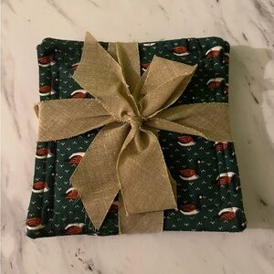 Green Quilted Duck Print Coasters with Bow